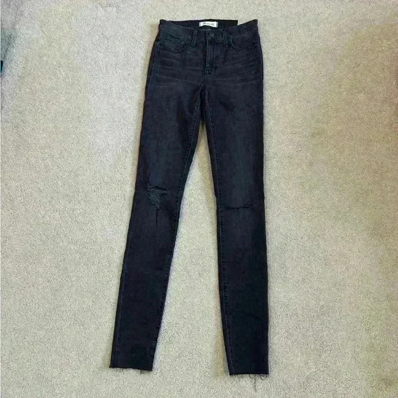 New with tags madewell Taller 9" Mid-Rise Skinny Jeans in Black Sea size 25 TL - Picture 1 of 12